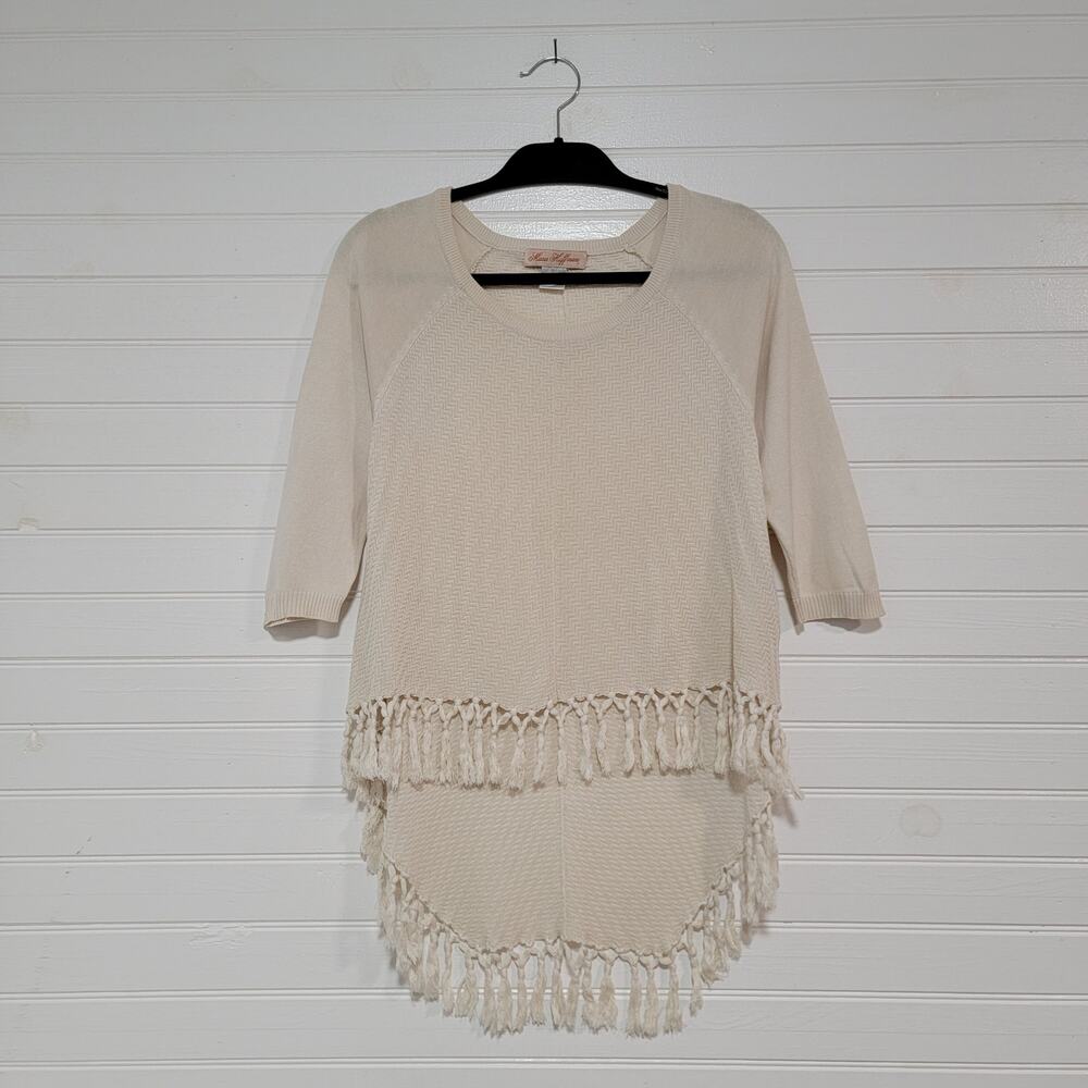 Mara Hoffman Size Small Herringbone Knit High Low Sweater Tassel Designer Boho